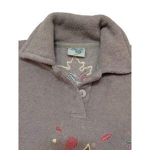 Cottagecore Fleece Pullover Top Cottage Cove Fall Leaves Embroidered Medium